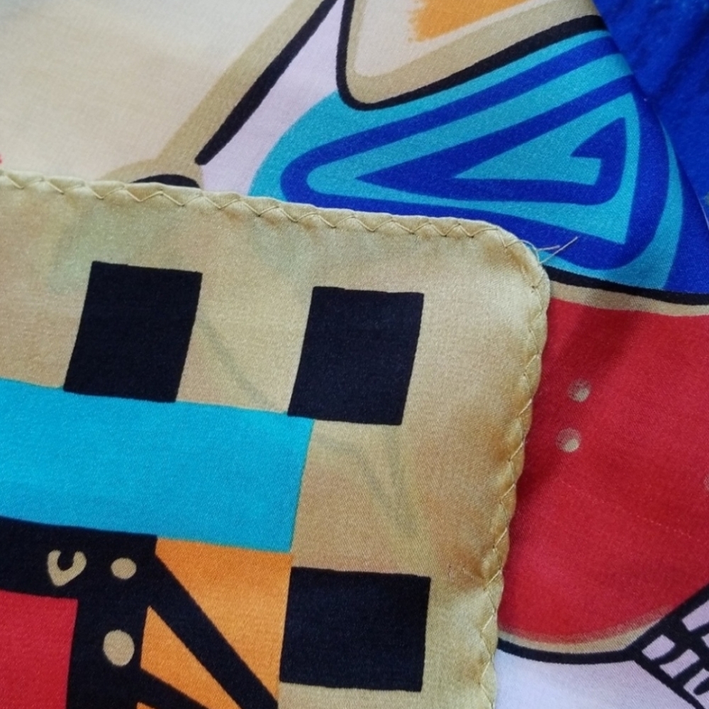 Large Square Scarf Multicolor Size 33" - Picture 6 of 8